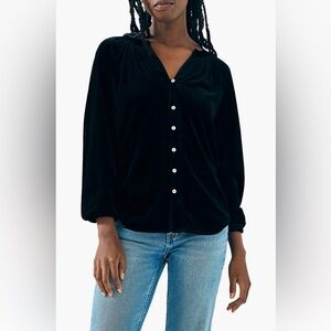 Faherty Naomi Stretch Black Velvet Button-Up Shirt